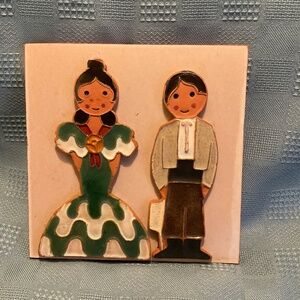 Vintage Terra Cotta Wall Hanging Tile Mexican Man Woman READ
